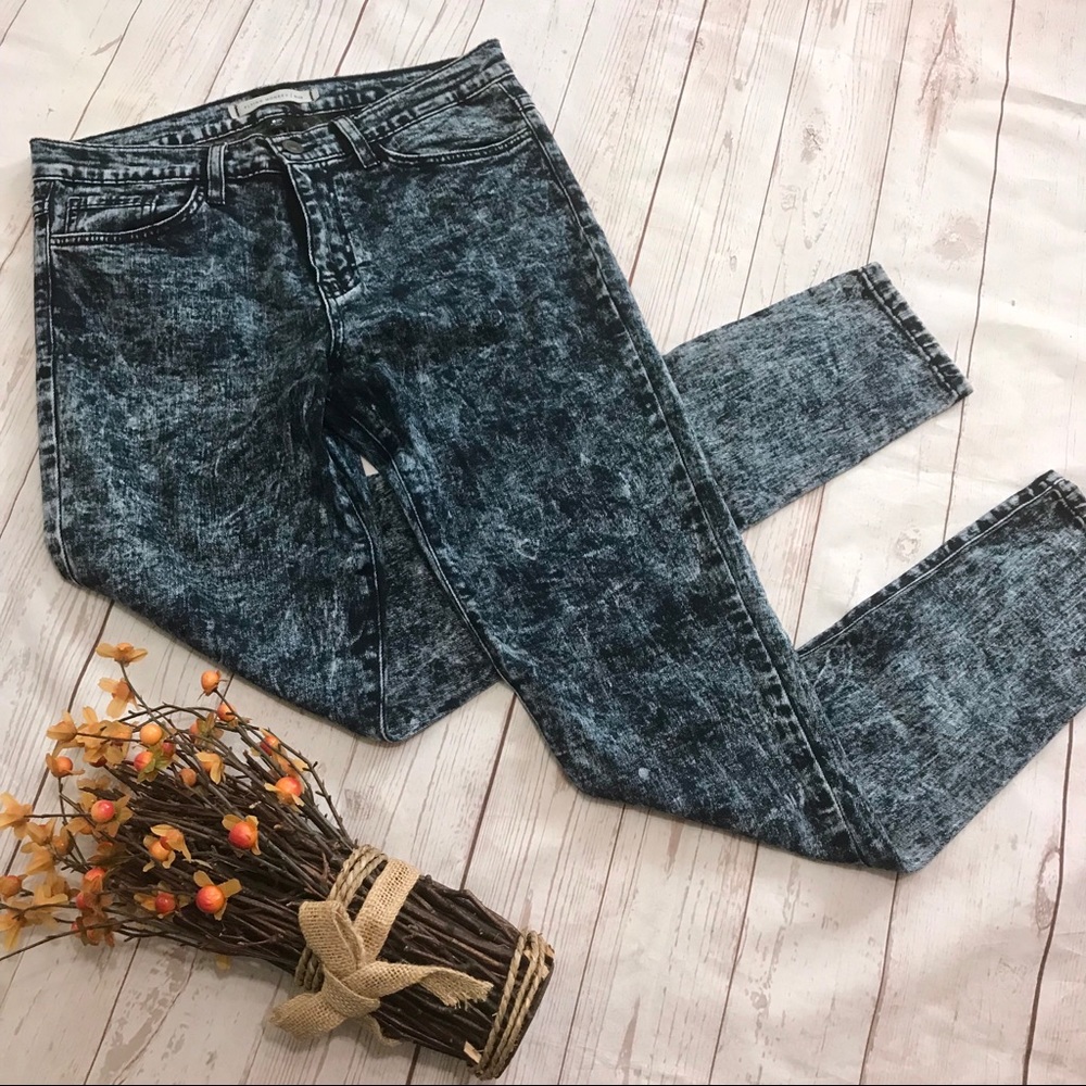 Womens Ankle Skinny Acid Wash Denim Blue Jeans